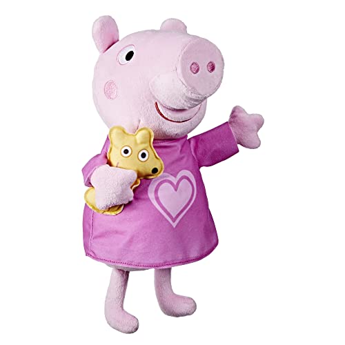 Peppa Pig F3777 Bear Peppa's Bedtime Schlaflieder singende Plüschpuppe mit Teddybär-Zubehör, 3 Lieder, 3 Sätze, ab 3 Jahren, Multicolor von Peppa Pig