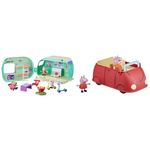 Peppa Pig Peppas Wohnanhänger Spielset & Peppa’s Adventures Peppas rotes Familienauto Vorschulspielzeug, Sprache und Soundeffekte, enthält 2 Figuren, ab 3 Jahren geeignet von Peppa Pig