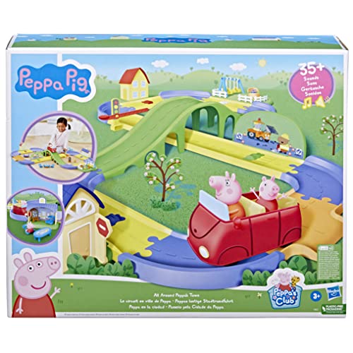 Peppa Pig Hasbro Peppas lustige Stadtrundfahrt, Spielset mit Schiene, enthält Fahrzeug und 1 Figur, 35+ Geräusche, ab 3 Jahren, Multi von Peppa Pig