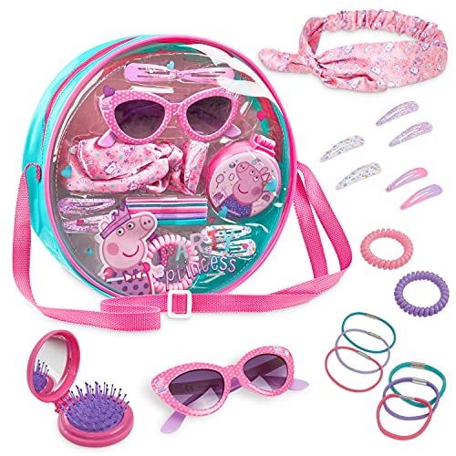 Peppa Pig Umhängetasche Mädchen mit Peppa Wutz Haarschmuck Mädchen, Haarspangen, Haarband und Sonnenbrille Mädchen Set von Peppa Pig