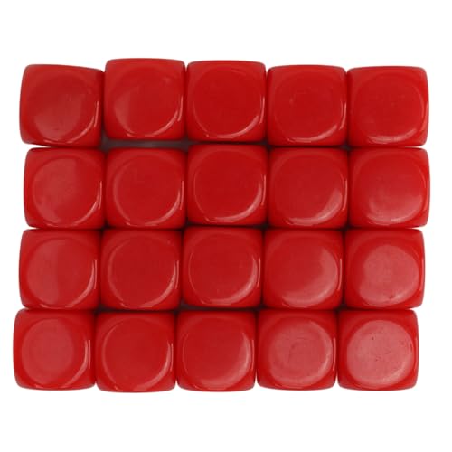 20-teiliges Mehrzweck-Würfel-Set, 16 Mm, 6-seitig Abgerundete Kunststoffwürfel, Ideal für Brettspiele, DIY-Aufkleber, Mathematikunterricht, Unterricht Im Klassenzimmer und (Rot) von PerGar