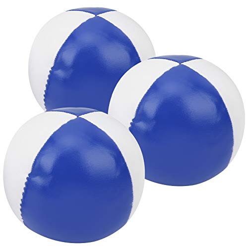 PerGar 3-teiliges Jonglierball-Set, PU-Leder-Jonglierball-Set, Performance-Übungs-Jonglierbälle, Tragbare Jonglierbälle Zum Üben, Geeignet für Anfänger und Erfahrene Jongleure (Blau Weiß) von PerGar