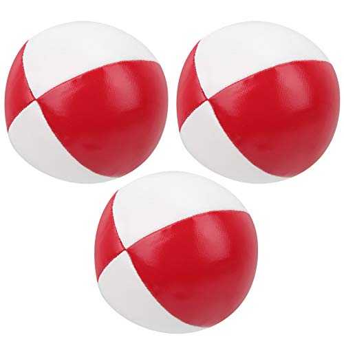 PerGar 3-teiliges Jonglierball-Set, PU-Leder-Jonglierball-Set, Performance-Übungs-Jonglierbälle, Tragbare Jonglierbälle Zum Üben, Geeignet für Anfänger und Erfahrene Jongleure (Rot und von PerGar