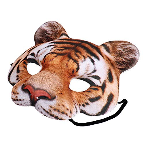 PerGar Halloween-Tiger-Halbgesichtsmaske, Cosplay-Maskerade-Party, Realistischer Look, Gesichtsmaske, Tiger-Maske für Karneval, Kostüm, Party-Maske(4 Stück Gelb) von PerGar