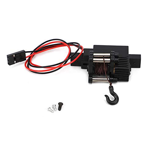 PerGar Rc Auto Automatische Winde, 1/16 Maßstab Rc Automatische Winde, Kunststoff Metall Automatische Winde Upgrade Teile Zubehör, Passend Für 1/16 Rc Auto Wpl C34 C34k C34km (Schwarz) von PerGar