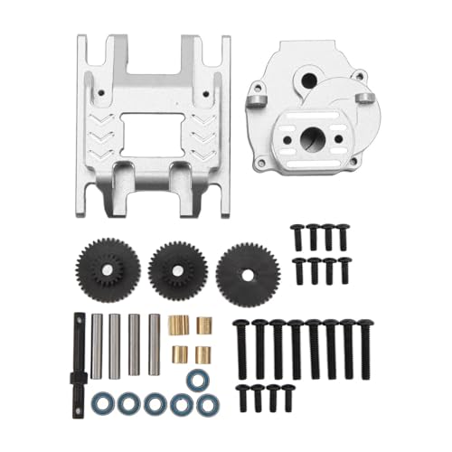 Rc-Getriebebaugruppe, Getriebegehäuse aus Aluminiumlegierung, Getriebe und Basis, für Traxxas 1/18 Rc-Car-Upgrade-Teile (Silber) von PerGar