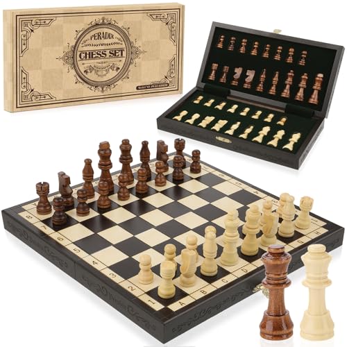 Peradix Kinder Schachspiel ab 6 Hochwertig aus Holz,Schach Klappbares Schachbrett,Riesenschach Chess Set Kinder(29x29cm) von Peradix