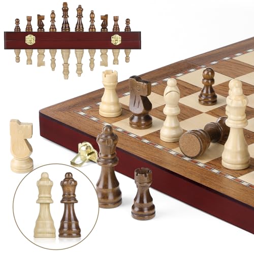 Peradix Magnetisches Schachspiel aus Holz,38CM Schach Klappbares Schachbrett,Schachspiel Hochwertig Riesenschach Chess Set Kinder von Peradix