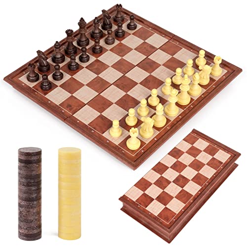 Gibot Schachspiel aus Holz, klappbar Holz Schachbrett, 2 in 1