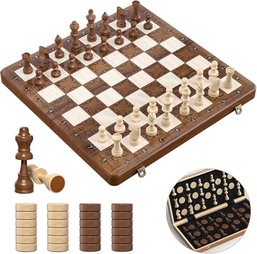 Perbabe 2 in 1 Magnetic Chess Game Wood von Perbabe