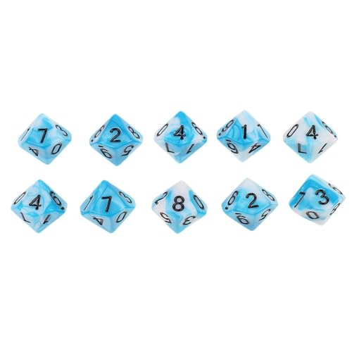 10 Stücke 10 Doppelseitige D10 Polyhedral Würfel, Blau Weiss von Perfeclan