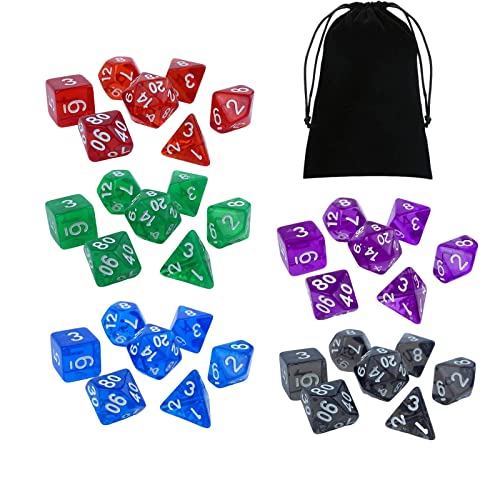 35-teiliges graviertes polyedrisches Würfelset D8 D10 D12 D20 Langlebiges Unterhaltungsspielzeug Rollenwürfel für Brettspielrequisiten, Stil E von Perfeclan