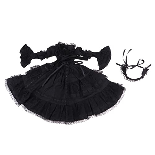 Perfeclan Gotisches Kleid Und Stirnband Im Maßstab 1/3 für 60 cm Nacht Lolita Puppen Und Sonstiges 24 BJD Kugelgelenkpuppen, # E - Schwarz von Perfeclan