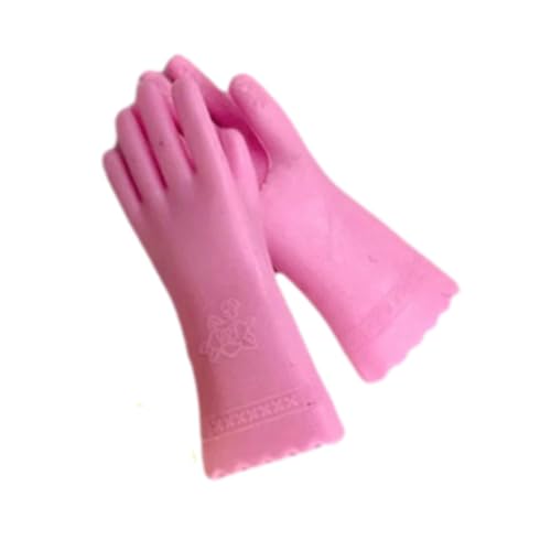 Perfeclan 1/12 Puppenhaus Gummihandschuhe Realistische Wohnkultur Miniatur DIY Modell Versorgung Winzige Handschuhe für Feengarten Diorama, Rosa von Perfeclan