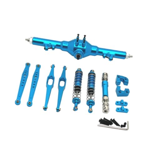 Perfeclan 1/12 RC Auto Upgrade Kits Stoßdämpfer Antriebswelle Set Anzug Hintere Stützvorrichtungen Hintere Spurstangen für 124006 Zubehör LKW, BLAU von Perfeclan