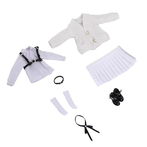 Perfeclan 1/12 Schuluniform-Set Damen-Kleidungsset Modische Cosplay-Actionfigur-Kleidung für 6''-Actionfiguren, Körperzubehör, Weiß von Perfeclan