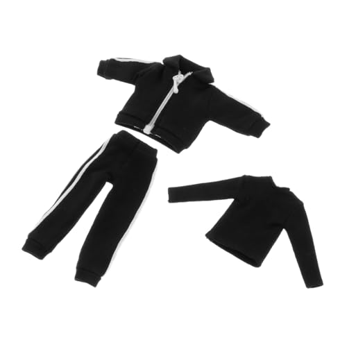 Perfeclan 1/12 männliche Actionfigur Kleidung Dreiteiliges Set Basishemd Hose Modejacke Mantel Miniatur Herrenpuppenkleidung Sportbekleidung, Schwarz Perfeclan 1/12 männliche Actionfigur Kleidung Dreiteiliges Set Basishemd Hose Modejacke Mantel Miniatur Herrenpuppenkleidung Sportbekleidung, Schwarz von Perfeclan