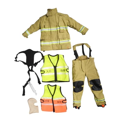 Perfeclan 1/6 Actionpuppe Feuerwehranzug Simulation Fireman Outfit Kleidung für 12 '' Zoll BJD Doll Figur Accessoire, Hellgelb von Perfeclan