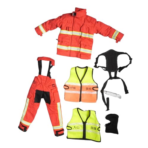 Perfeclan 1/6 Actionpuppe Feuerwehranzug Simulation Fireman Outfit Kleidung für 12 '' Zoll BJD Doll Figur Accessoire, Rot von Perfeclan