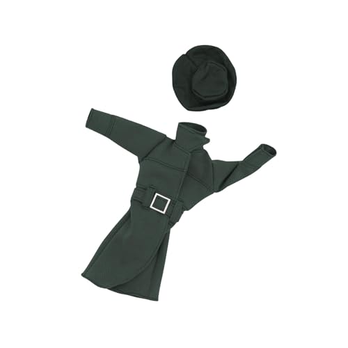 Perfeclan 1/6 Maßstab Weibliche Figur Puppe Trenchcoat Puppenkleidung Cosplay Outfit Dekoration Zubehör mit Hut für 12 Zoll Figur Körper, GRÜN von Perfeclan