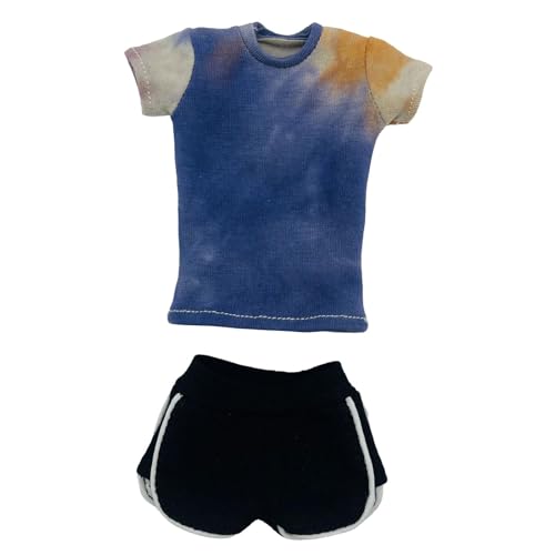 Perfeclan 1/6 -Skala Kurzarm -Hemd mit Shorts Casual Short Sleeve Cosplay -Sommertops Running Shorts für 12 -Zoll -Figuren Zubehör, Blau von Perfeclan