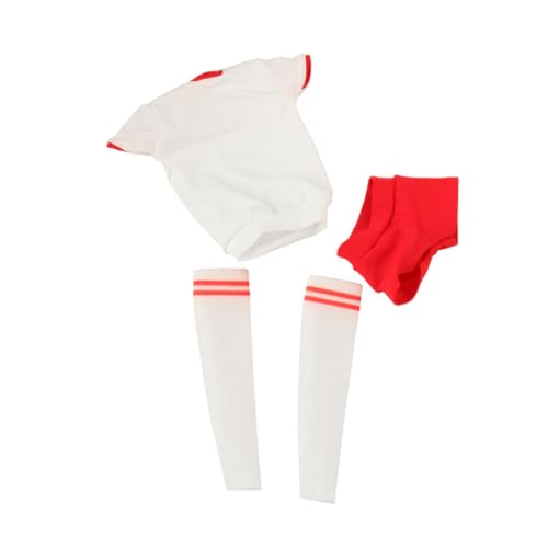 Perfeclan 1/6 weibliche Figur Kleidung Mode Kurzarm und Shorts Basic Casual Mini handgefertigt für 12'' Zoll weibliche Action-Figur, Weiß Rot Lockere Passform von Perfeclan