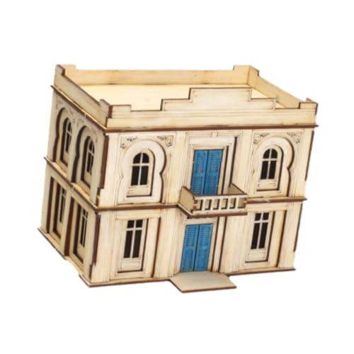 Perfeclan 1/72 Holzarchitektur-Bausätze, Holzhausmodell, 3D-Holzpuzzle, Gebäude, DIY-Bausätze für Zubehör, einzigartige Geschenke, Dekoration, 2 Stockwerke von Perfeclan