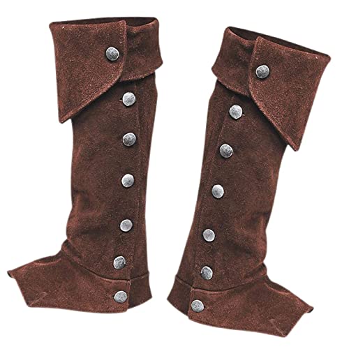 Perfeclan 1 Paar Mittelalterliche Gamaschen, Pirate Stiefelstulpen, Steampunk, Ritter, Krieger, Verbands, Kunstleder-überzüge für Cosplay, Halloween, Mottoparty, Karneval, Faschingskostüme, Brown von Perfeclan