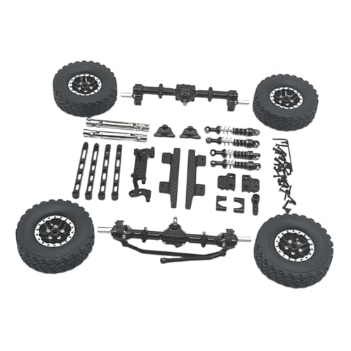 Perfeclan 1:12 Vorder- und Hinterachse Montage Antriebswelle Reparatur Teil Spurstange Sitz Metall Pedal Stoßdämpfer Halterung für LC79 MN82 RC Auto DIY Teile, Schwarz von Perfeclan