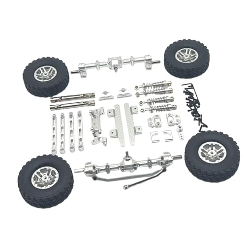 Perfeclan 1:12 Vorder- und Hinterachse Montage Antriebswelle Reparatur Teil Spurstange Sitz Metall Pedal Stoßdämpfer Halterung für LC79 MN82 RC Auto DIY Teile, Silber von Perfeclan