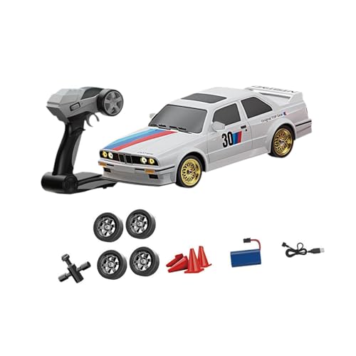 Perfeclan 1:16 Scale RC -Driftauto Klassische Fahrzeugmodell Erwachsene Kinder wiederaufladbare Fernbedienungsauto für Neujahrsparty Gefälligkeiten Festivals, Weiß von Perfeclan