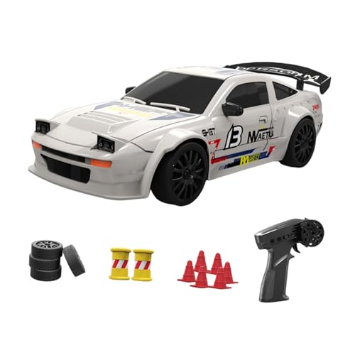 Perfeclan 1:24 RC Modellauto Drifting Reifen Sport Rennauto USB Aufladen Ferngesteuertes Auto für Jungen Mädchen Geburtstagsgeschenke, Weiß von Perfeclan