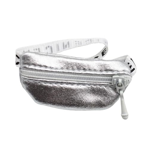 Perfeclan 1:6 1:12 Crossbody Fanny Pack Modell, kleine Taille Pack Tasche, Diorama Szenerie Mikro Landschaft DIY Szenerie für Puppen Feengarten, Silber von Perfeclan