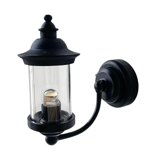 Perfeclan 1:6 1:12 Puppenhaus Wandleuchte Lampe Miniatur Ornamente Zubehör für Szenendekor Feine Verarbeitung Schwarzes Dekoratives Handwerk von Perfeclan