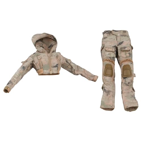 Perfeclan 1:6 Jacke mit Hose, langärmeliges Oberteil, Outfit, realistischer Reißverschluss und Tasche, stilvolles Kostüm für 12-Zoll-Figuren, Zubehör von Perfeclan