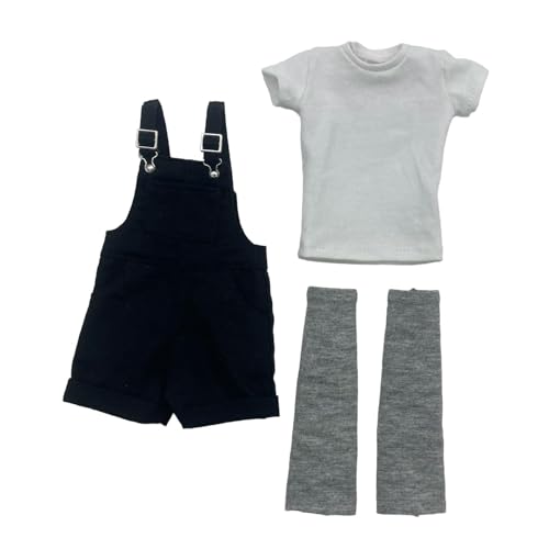 Perfeclan 1:6 Kurzer Overall mit und Oberteil mit Wadensocken, realistisches Stoffoutfit, Mini-Shorts, Strampler, Latzhose für 12-Zoll-Puppenmodell, Schwarz Perfeclan 1:6 Kurzer Overall mit und Oberteil mit Wadensocken, realistisches Stoffoutfit, Mini-Shorts, Strampler, Latzhose für 12-Zoll-Puppenmodell, Schwarz von Perfeclan