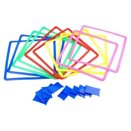 Perfeclan 10 Stück Ringe, Ringwurfspiel, Hinterhofübung, tragbare Garten-Agility-Ringe für für Fitness-Partys, und Jugendliche, Quadrat Perfeclan 10 Stück Ringe, Ringwurfspiel, Hinterhofübung, tragbare Garten-Agility-Ringe für für Fitness-Partys, und Jugendliche, Quadrat von Perfeclan