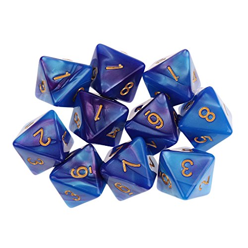 Perfeclan 10PCS 8 Sided Dice D8 Polyedrische Würfel Für MTG RPG Neu - Blau + Lila von Perfeclan