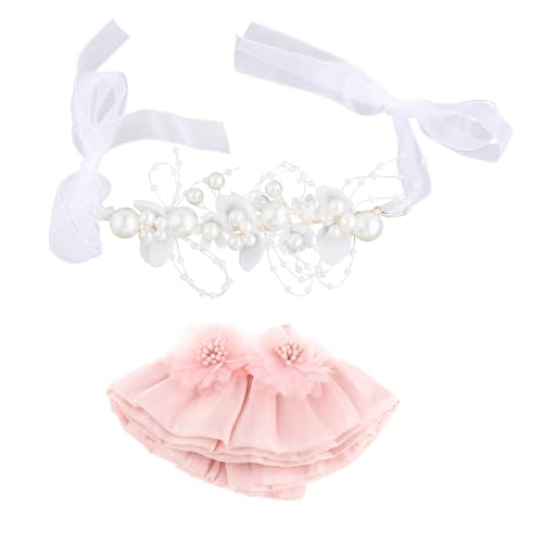 Perfeclan 15cm Puppenkleid,Süße Puppenkleidung,Puppenaccessoires,Stylisches DIY Puppenspielzeug,Puppenkleidung Haarschmuck als Geschenk,Kleine Mädchen, Pinke Blume von Perfeclan