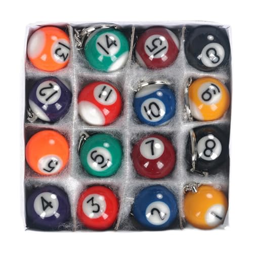 Perfeclan 16 Stücke Pool Ball Schlüsselanhänger Schlüsselanhänger Tasche Dekoration Party Supplies Geburtstagsgeschenk Neuartiges Geschenk Basteln, Bunt von Perfeclan