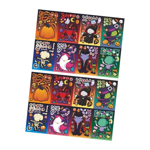 Perfeclan 16x Mix and Match Sticker Halloween Sticker Make Your Own Character Make A Face Sticker Stickerbögen für Erwachsene von Perfeclan