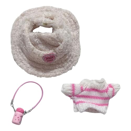 Perfeclan 17cm Puppenkleidung, Puppenpullover mit Mütze und Wasserkocher, Machen Sie Ihre eigene Puppe, Niedlich, Puppenkleidung, Puppenkleidung für 15cm 17cm, Pink Und Weiß von Perfeclan