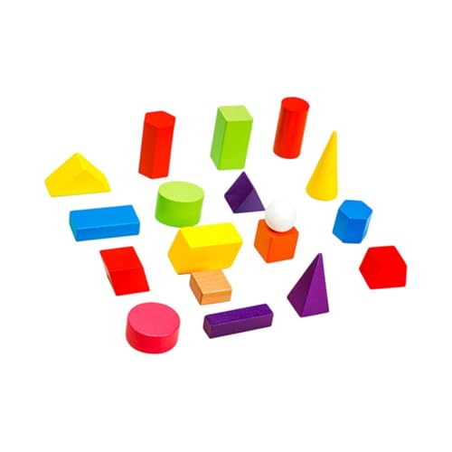 Perfeclan 18 Stücke Holz Geometrische Feststoffe Mini 3D Formen Lernspielzeug Messung Geometrische Formen Blöcke für Aktivität Geschenk Spielzimmer von Perfeclan