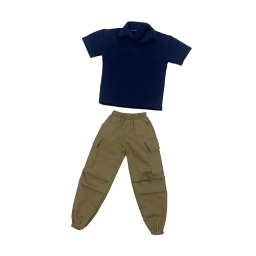 Perfeclan 2 Stücke Mode 1/6 Kurzarm T-Shirt und Hosen Kleidungsstück Miniatur Kleidung Kostüm für 12 "Puppe Modell Dress up Zubehör, Marine von Perfeclan