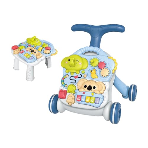 Perfeclan 2-in-1 Baby Push Walking, frühpädagogisches Aktivitätszentrum für Kinder, interaktives Lern-Laufspielzeug für Kleinkinder im Alter von 6–12 Monaten, Blau von Perfeclan