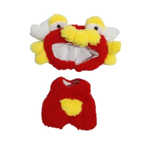 Perfeclan 2X Puppen-Overall und Hut-Kostüm-Accessoires für 15–17 cm große Mädchenpuppen, Jungenpuppen, Thanksgiving-Geschenk, Rote Krabbe von Perfeclan