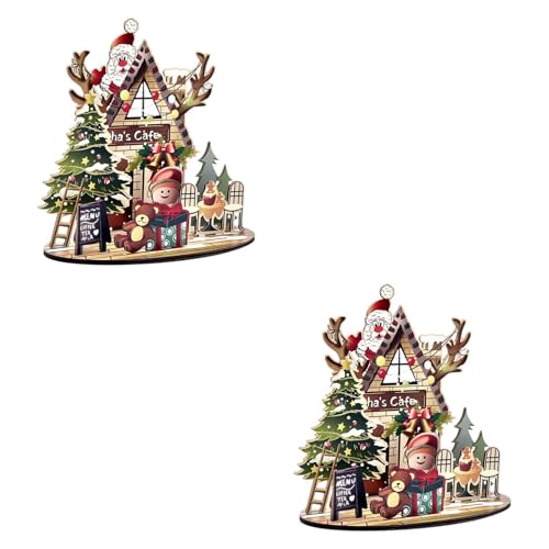 Perfeclan 2X Weihnachtshaus 3D Puzzle Set 3D Holzpuzzles DIY Bausatz Winter Lustige Tischdekoration für Mädchen Jungen Erwachsene von Perfeclan