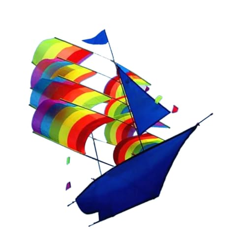 Perfeclan 3D-Regenbogen-Segelboot-Drachen für Kinder, Spielaktivität, praktischer bunter Drachen für Strandgarten-Reisekinder von Perfeclan