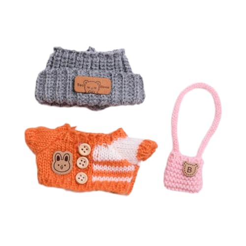 Perfeclan 3X Puppenkleidung Outifits Kleidert weich abnehmbar handgefertigtes Kostüm Girl Doll Kleidung Kleidung, Hut und Tasche für 5,91inch Puppe, Orange von Perfeclan