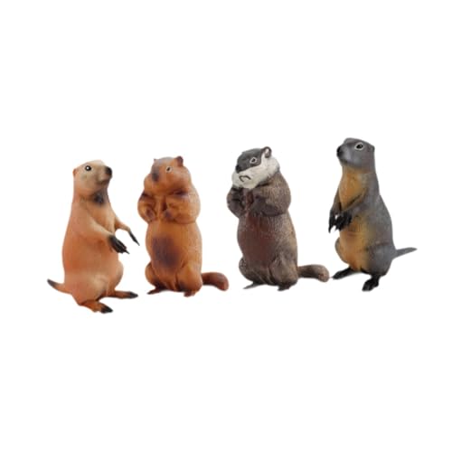 Perfeclan 4 Stück Murmeltiere Actionfiguren Lernspielzeug Mini-Modell Ornament Murmeltiere Desktop-Ornamente Wildtierstatuen für Kinder von Perfeclan